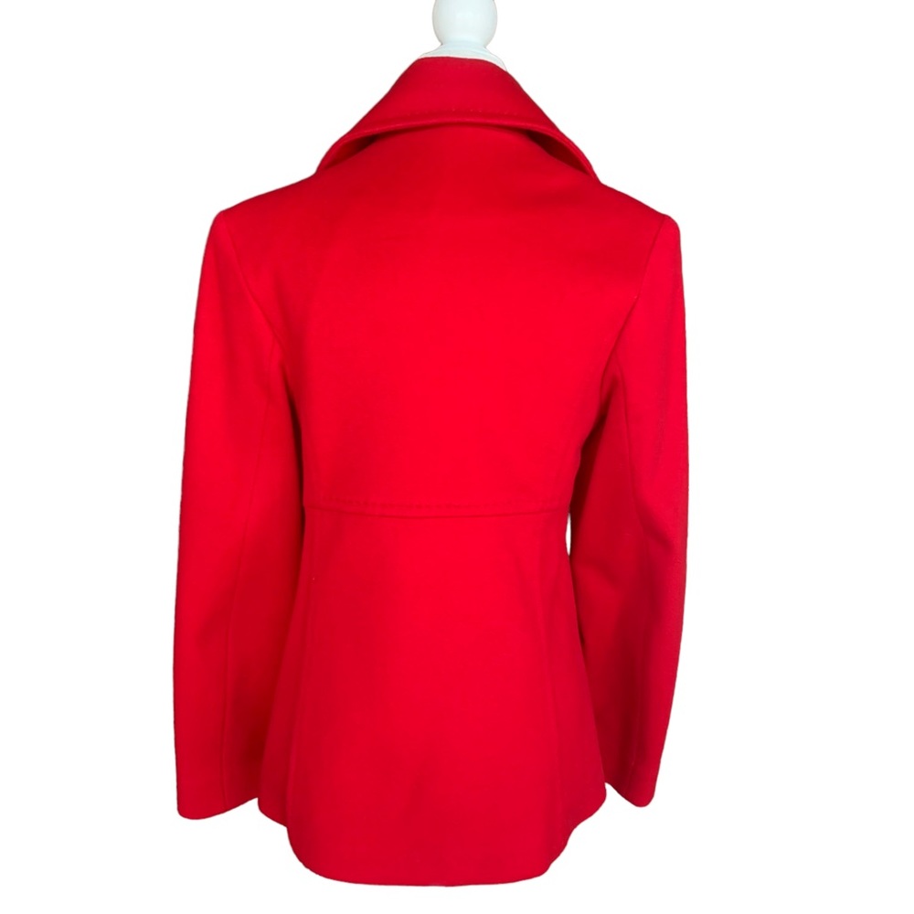 Fleurette Loro Piana Red Wool Double Breasted Pea Coat Womens Size 6 - Picture 11 of 14